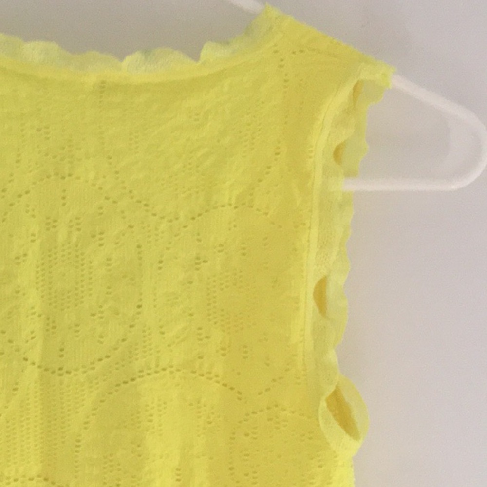 Bright Yellow Stretch Tank/Mini Dress with Lace